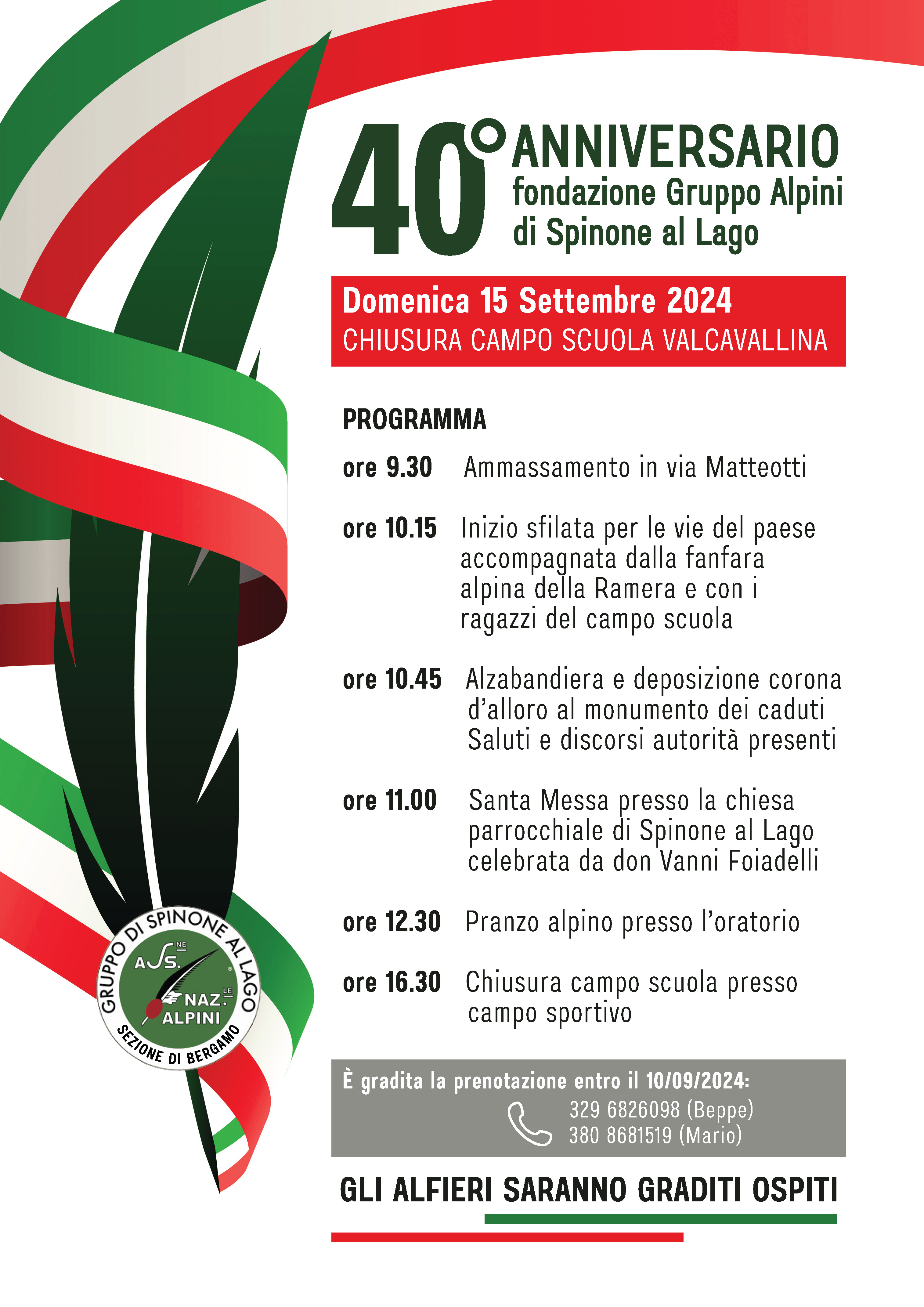 40° anniversario fondazione Gruppo Alpini di Spinone al lago